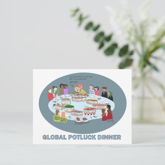 GLOBAL POTLUCK DINNER BRIEFKAART (Staand voorkant)