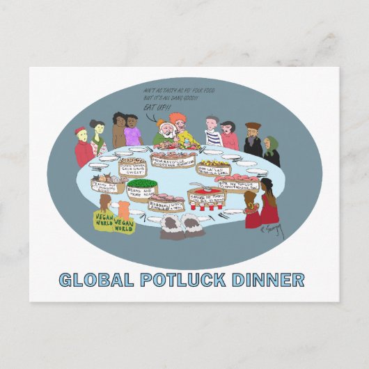 GLOBAL POTLUCK DINNER BRIEFKAART (Voorkant)