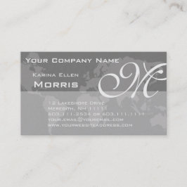 Global Professional Elegant Monogram Wereldkaart Visitekaartje