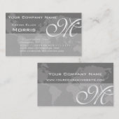 Global Professional Elegant Monogram Wereldkaart Visitekaartje (Voorkant / Achterkant)