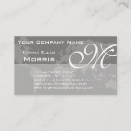 Global Professional Elegant Monogram Wereldkaart Visitekaartje