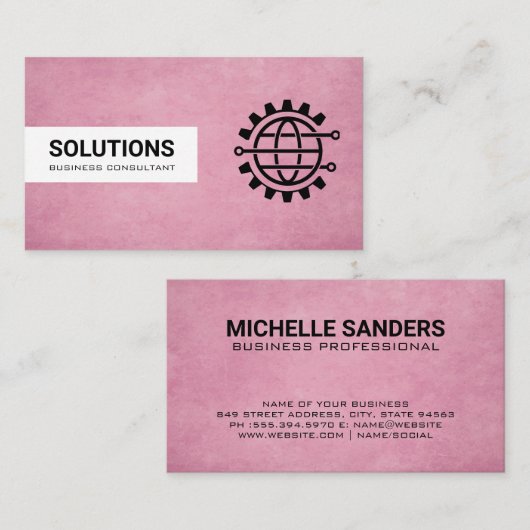 Global Tech Logo | Roze textuur Achtergrond Visitekaartje (Voorkant / Achterkant)