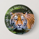 Global Tiger Day, TIGER foto-Button Ronde Button 7,6 Cm (Voorkant)