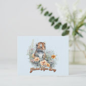Global Tiger Day, waterverf welp Briefkaart (Staand voorkant)