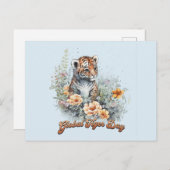 Global Tiger Day, waterverf welp Briefkaart (Voorkant / Achterkant)