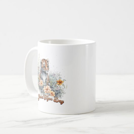 Global Tiger Day, waterverf welp Koffiemok (Voorkant links)