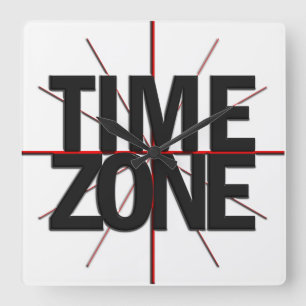 Global TImezone Wall Clock Vierkante Klok