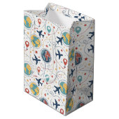 Global Travel Aviation Pattern (1) Medium Cadeauzakje (Achterkant Gekanteld)