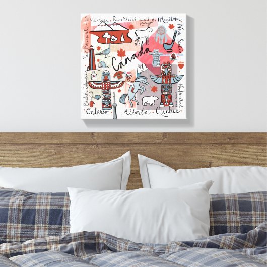 Global Travel - Canada Canvas Afdruk (Insitu (Slaapkamer))