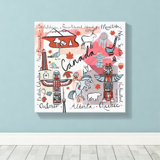 Global Travel - Canada Canvas Afdruk (Insitu (Houten vloer))