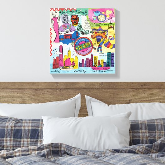 Global Travel - Hongkong Canvas Afdruk (Insitu (Slaapkamer))