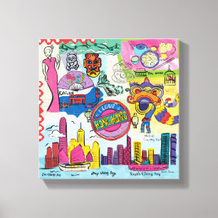 Global Travel - Hongkong Canvas Afdruk
