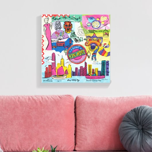 Global Travel - Hongkong Canvas Afdruk (Insitu (Woonkamer))