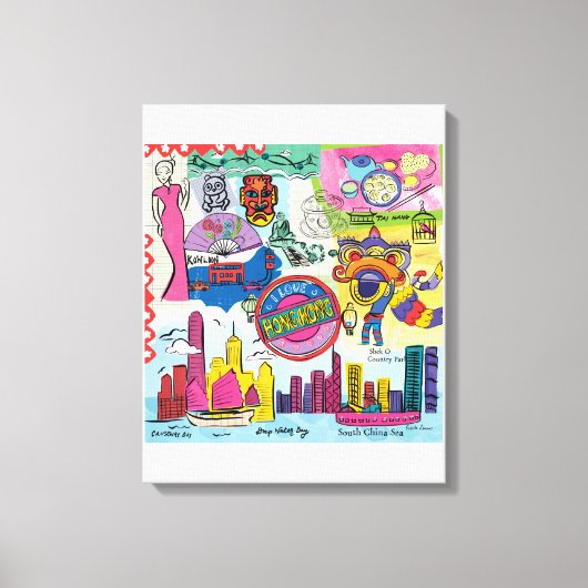 Global Travel - Hongkong Canvas Afdruk (Voorkant)