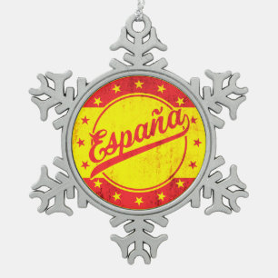 Global Traveler - España Spanje Sticker Tin Sneeuwvlok Ornament