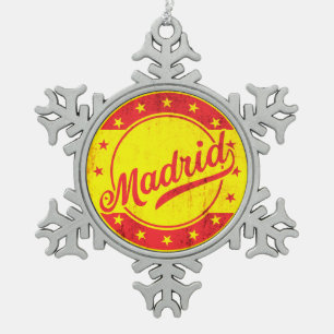 Global Traveler - Madrid, Spanje Tin Sneeuwvlok Ornament