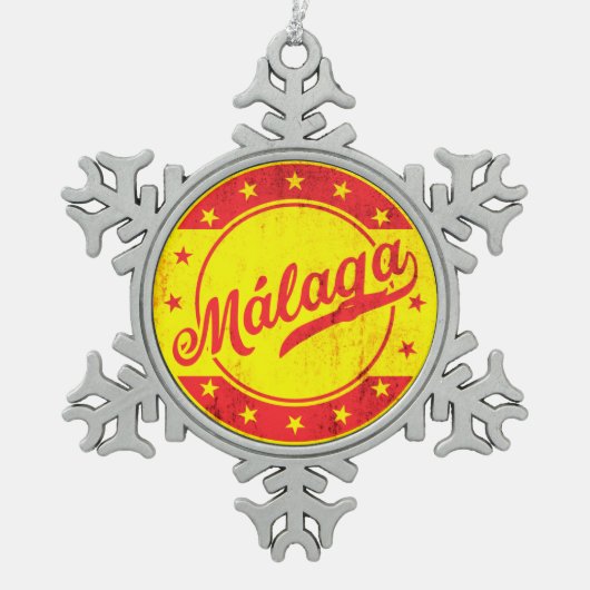 Global Traveler - Malaga, Spanje Tin Sneeuwvlok Ornament (Voorkant)