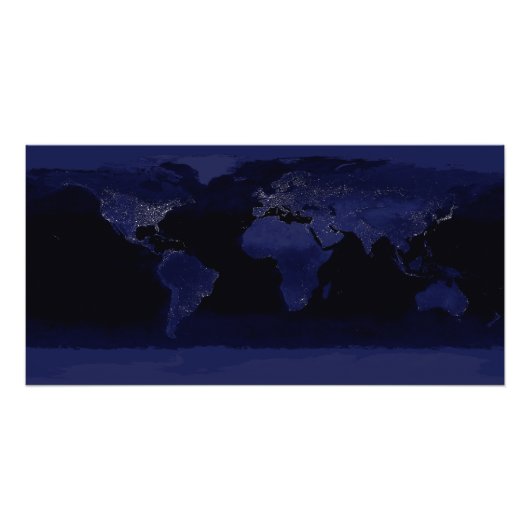 Global Uitzicht of Earth's City Lights Foto Afdruk (Voorkant)