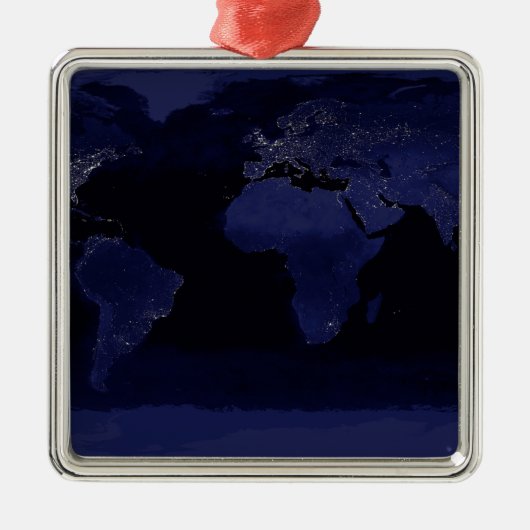 Global Uitzicht of Earth's City Lights Metalen Ornament (Voorkant)