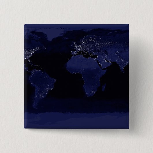Global Uitzicht of Earth's City Lights Vierkante Button 5,1 Cm (Voorkant)