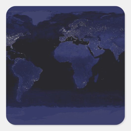 Global Uitzicht of Earth's City Lights Vierkante Sticker (Voorkant)