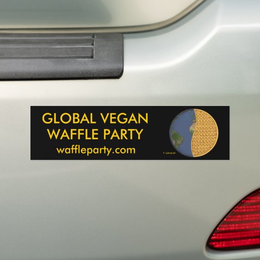 Global Vegan Waffle Party Bumpersticker 1 (Op auto)