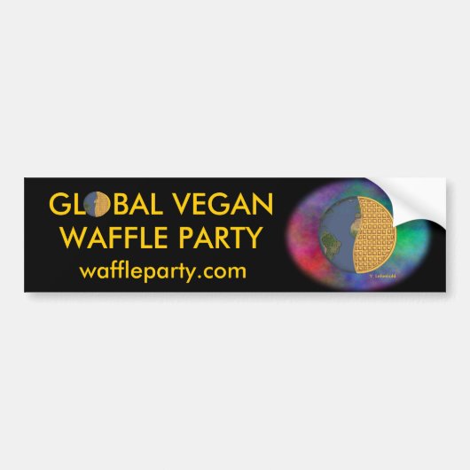 Global Vegan Waffle Party Bumpersticker 2.1 (Voorkant)