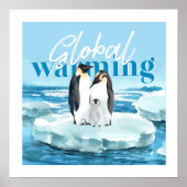 Global Warming Awareness Cute Penguin Family Poster (Voorkant)