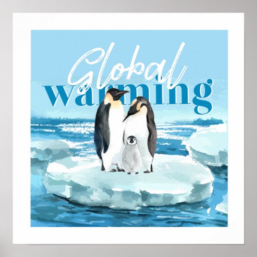 Global Warming Awareness Cute Penguin Family Poster (Voorkant)