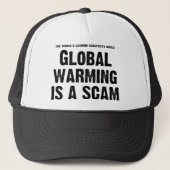 Global Warming is een Scam Trucker Pet (Voorkant)