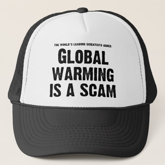 Global Warming is een Scam Trucker Pet (Voorkant)