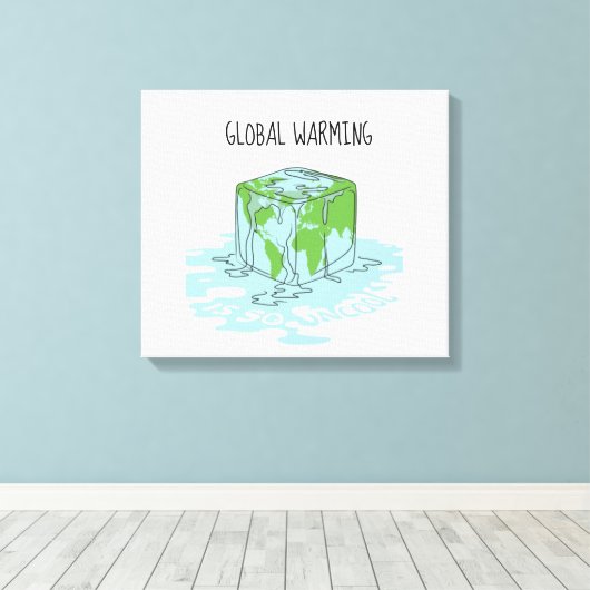Global Warming is zo oncool Canvas Afdruk (Insitu (Houten vloer))
