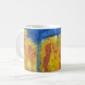 Global Warming rood geel blauw abstracte woestijn Koffiemok (Voorkant links)