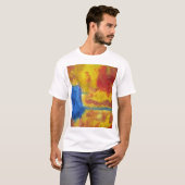Global Warming rood, sinaasappel en blauw abstract T-shirt (Voorkant volledig)