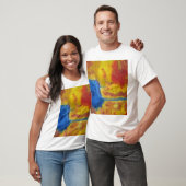 Global Warming rood, sinaasappel en blauw abstract T-shirt (Unisex)