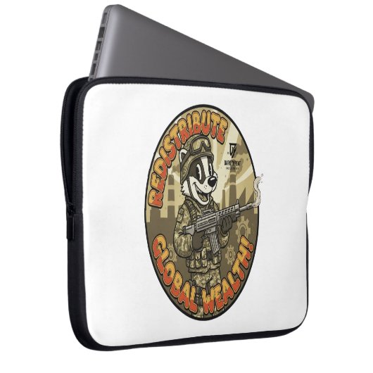 Global Wealth Badger Laptop Sleeve (Voorkant Rechts)