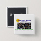 GLOBALE DIABETISCHE BEWUSTMAKING VIERKANTE BUTTON 5,1 CM (Voorkant /achterkant)