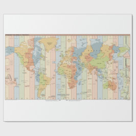 Globale Kaart van Tijdzones Cadeaupapier