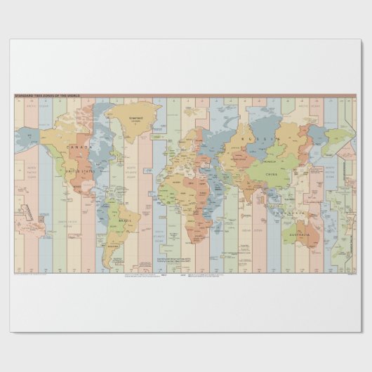 Globale Kaart van Tijdzones Cadeaupapier (Vlak)