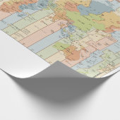 Globale Kaart van Tijdzones Cadeaupapier (Hoek)