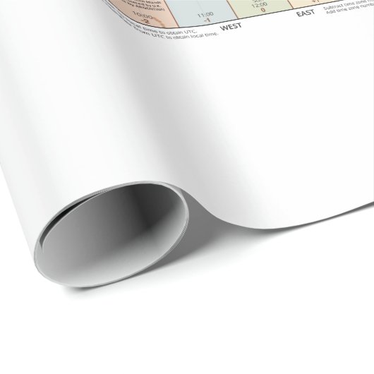 Globale Kaart van Tijdzones Cadeaupapier (Rol Hoek)