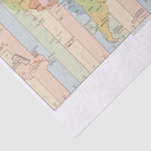 Globale Kaart van Tijdzones Tissuepapier (Detail)