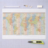 Globale Kaart van Tijdzones Tissuepapier (Craft)