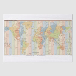 Globale Kaart van Tijdzones Tissuepapier