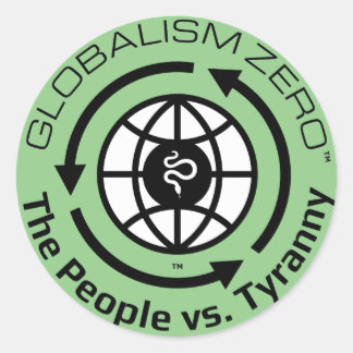 Globalism Zero™ Black Circle met witte Wereldbolle Ronde Sticker