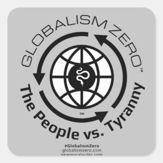 Globalism Zero™ Black Circle met witte Wereldbolle Vierkante Sticker