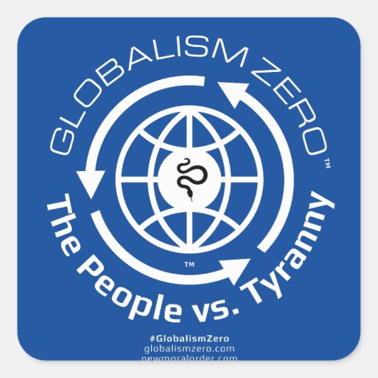 Globalism Zero™ White Circle Logo-Stickers Vierkante Sticker (Voorkant)