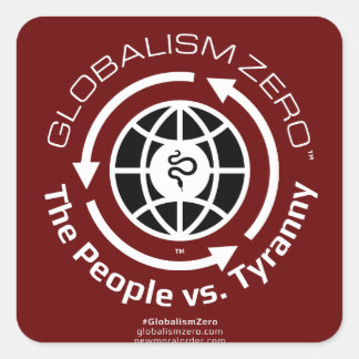 Globalism Zero™ White Circle met zwarte Wereldboll Vierkante Sticker