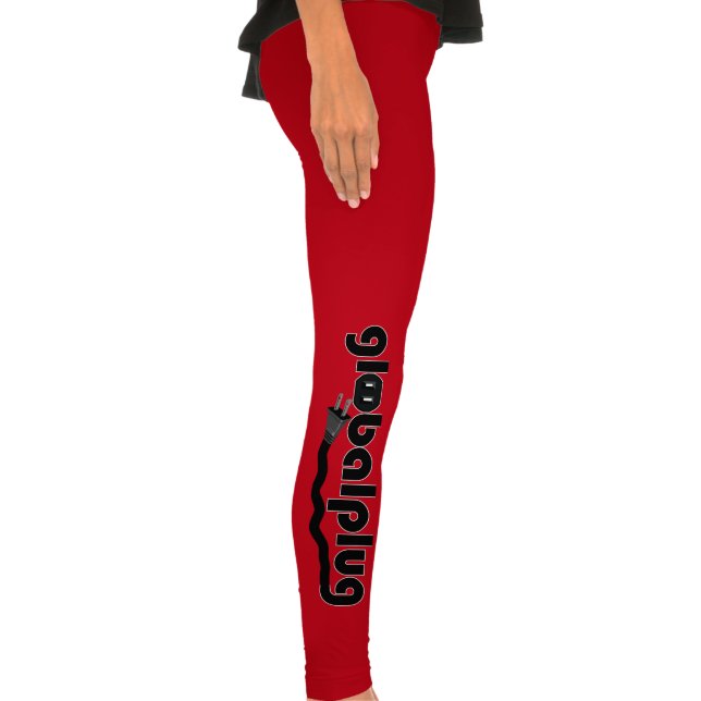 globalplug Yoga Pants Red Black Logo Leggings (Rechter Been)