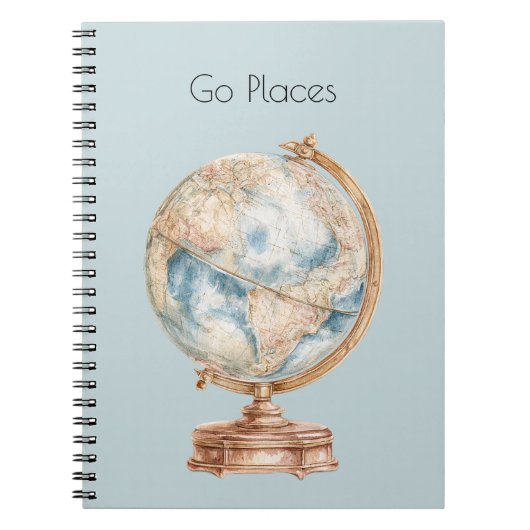 Globe Wereld Ga Naar Plaatsen Notitieboek (Voorkant)